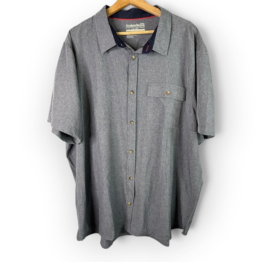 Avalanche Outdoor Supply Men XXL Gray Chambray Short Sleeve Button Up Outdoorsy